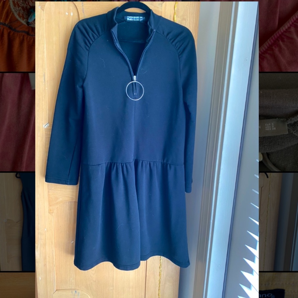 Zara black 3/4 zip sweater dress